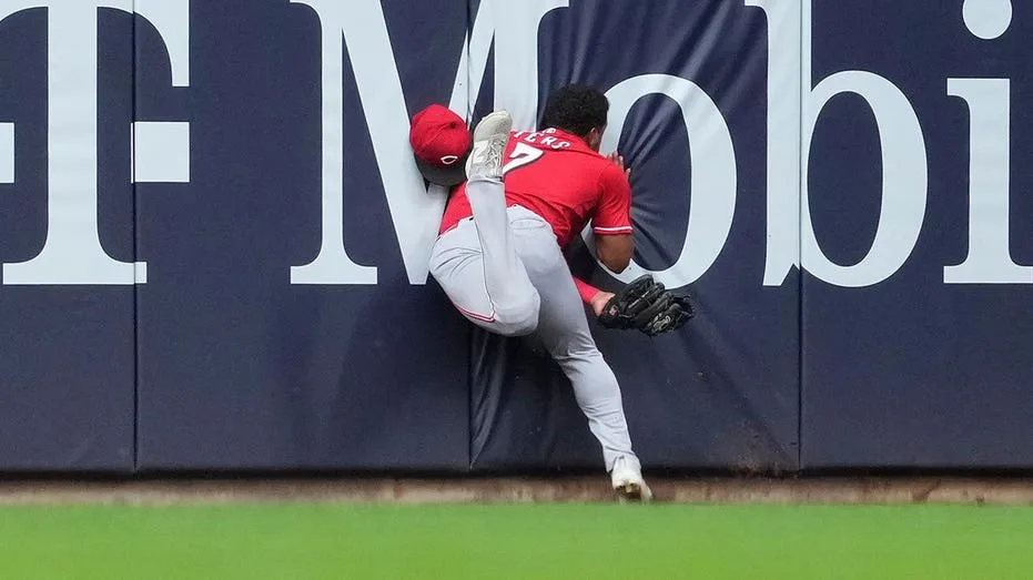 Cincinnati Reds Outfielder Dane Myers Exits Game After Crashing Into Wall During Spectacular Catch